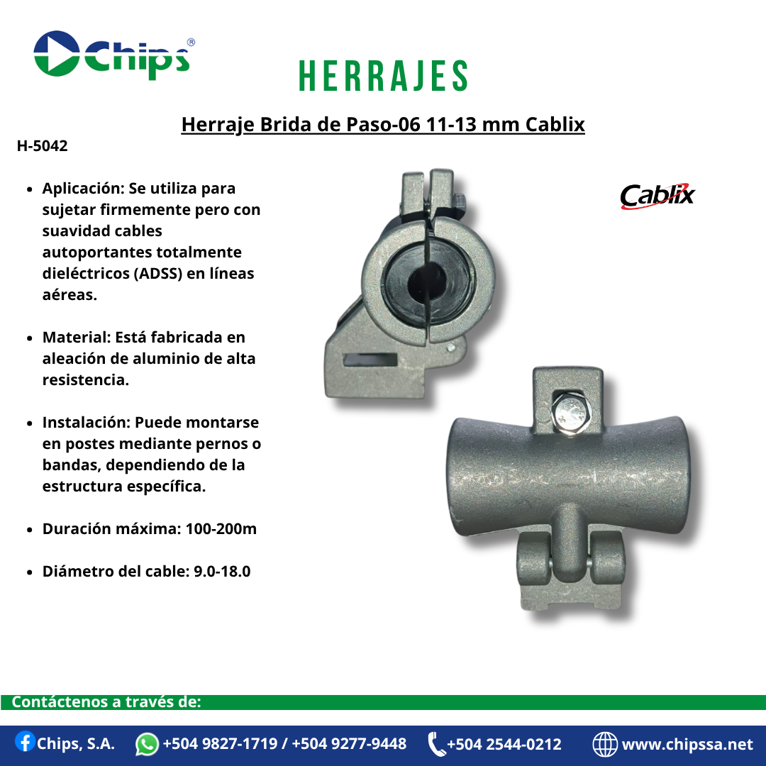 HERRAJE BRIDA DE PASO-06 11-13 MM CABLIX H-5042 - Imagen 2