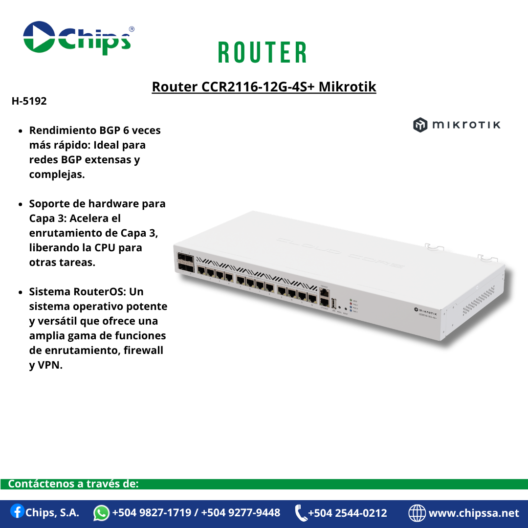ROUTER CCR2116-12G-4S+ MIKROTIK H-5192 - Imagen 3