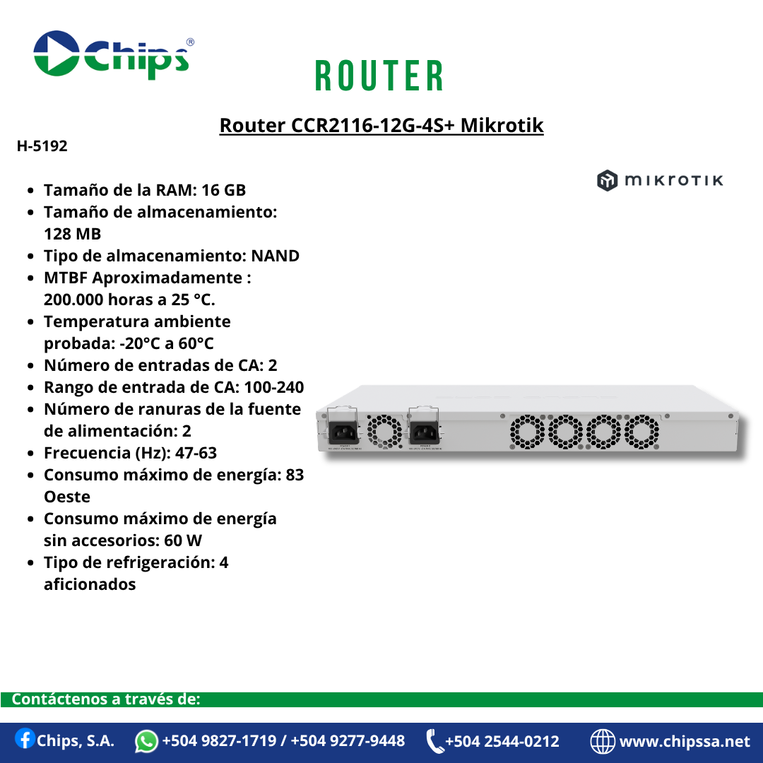 ROUTER CCR2116-12G-4S+ MIKROTIK H-5192 - Imagen 5