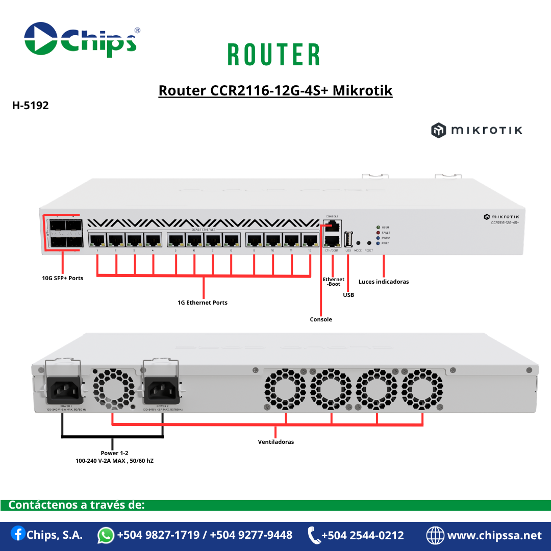 ROUTER CCR2116-12G-4S+ MIKROTIK H-5192 - Imagen 6