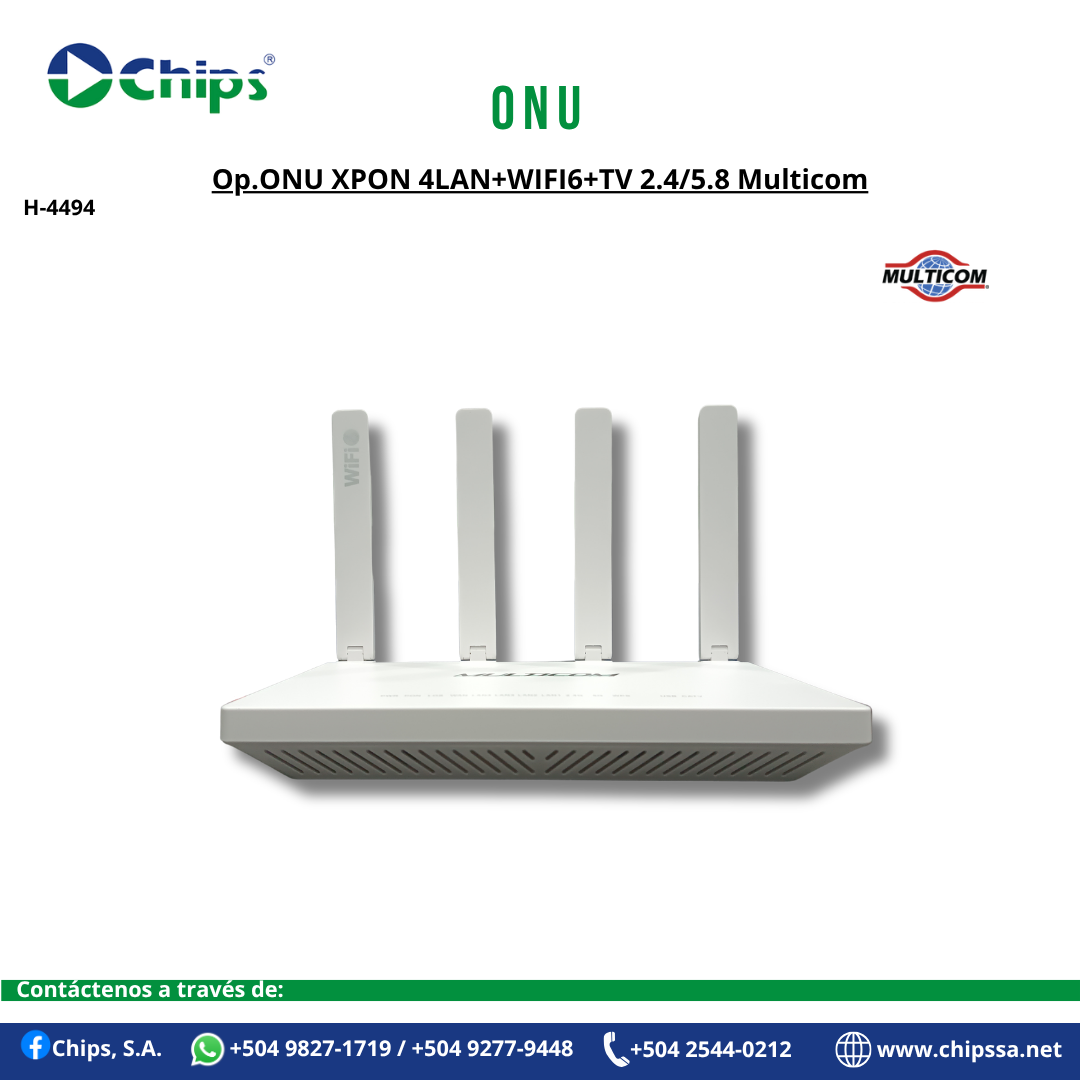 OP.ONU XPON 4LAN+WIFI6+TV 2.4/5.8 MULTICOM H-4494 - Imagen 4