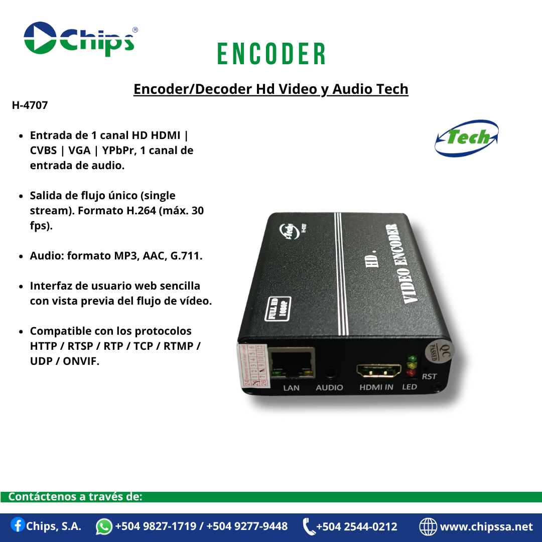 ENCODER/DECODER HD VIDEO Y AUDIO TECH H-4707 - Imagen 3
